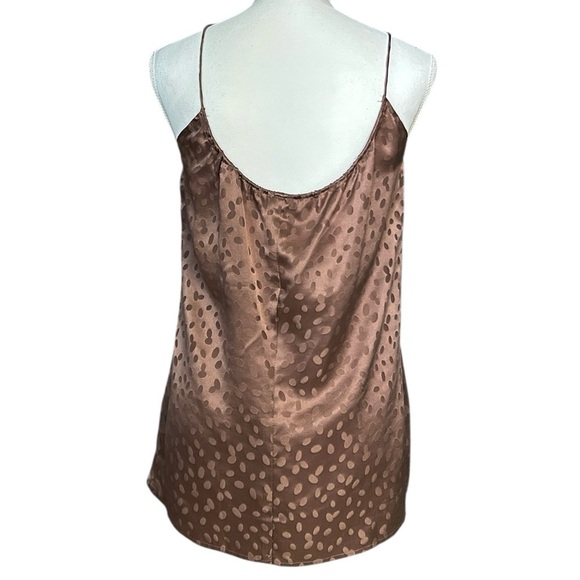 TUCKER 100% Silk Camisole Top Brown sz S Spaghetti Straps Subtle Oval Dot Print - Picture 3 of 8